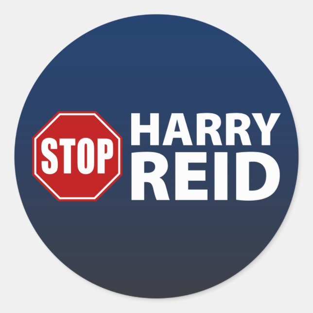 Pegatina Redonda Detener Harry Reid (Anverso)