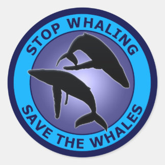 PEGATINA REDONDA DETENER LA BALA GUARDAR LAS BALLENAS