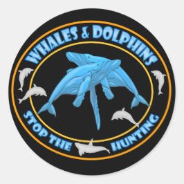 Pegatina Redonda Detener la caza de ballenas