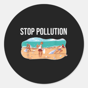 Pegatina Redonda Detener la contaminación Protección del medio ambi