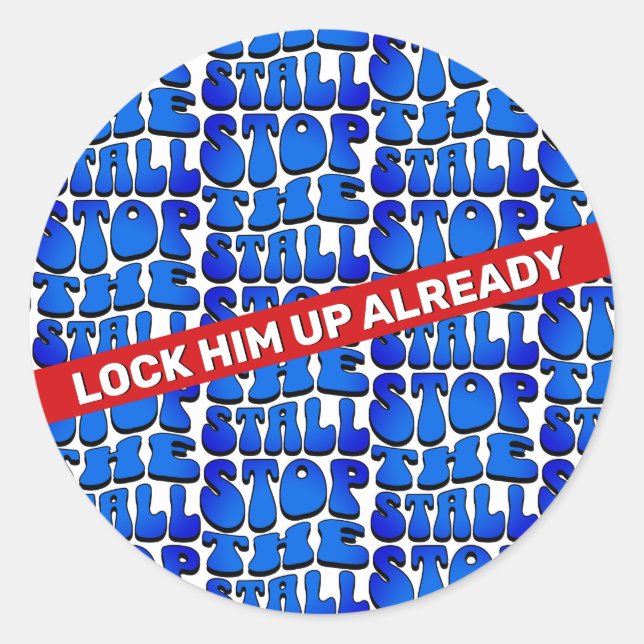 PEGATINA REDONDA DETENER LA ESTANCIA (Anverso)