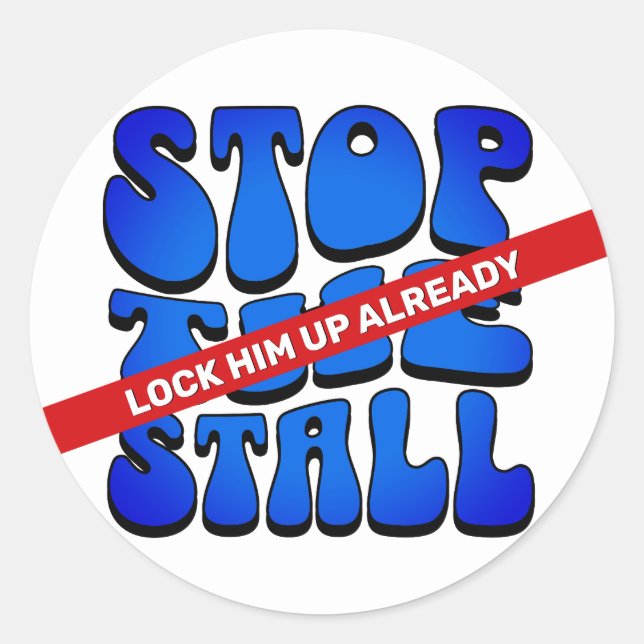 PEGATINA REDONDA DETENER LA ESTANCIA (Anverso)