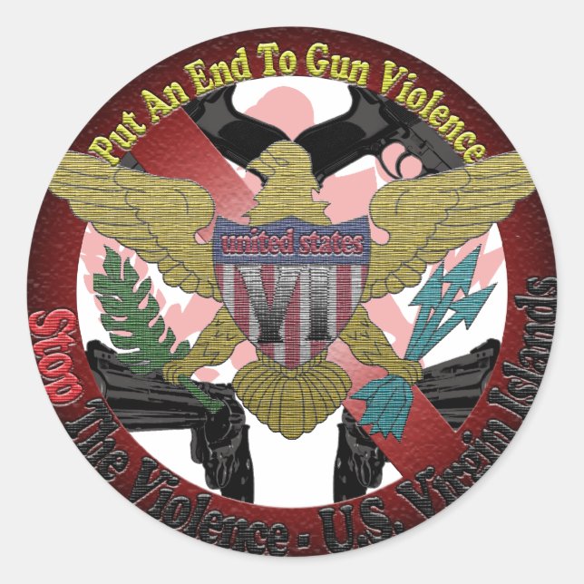 Pegatina Redonda Detener la violencia (Anverso)