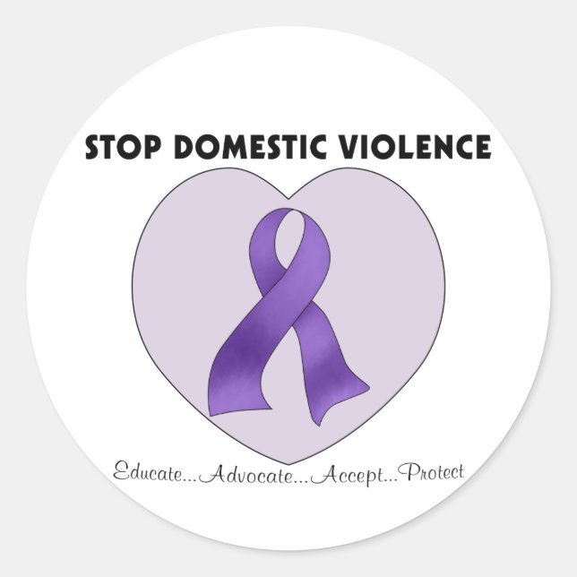 Pegatina Redonda Detener la violencia doméstica (Anverso)
