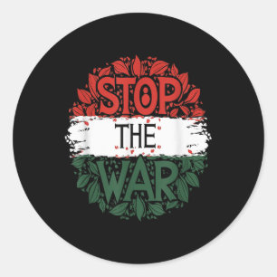 Pegatina Redonda Detengan la guerra, contra la guerra, Palestina li