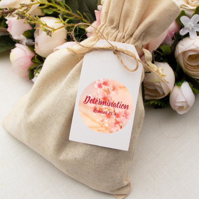 Pegatina Redonda Determinación de romanos 15:4 Verso con flores ros (Subido por el creador)