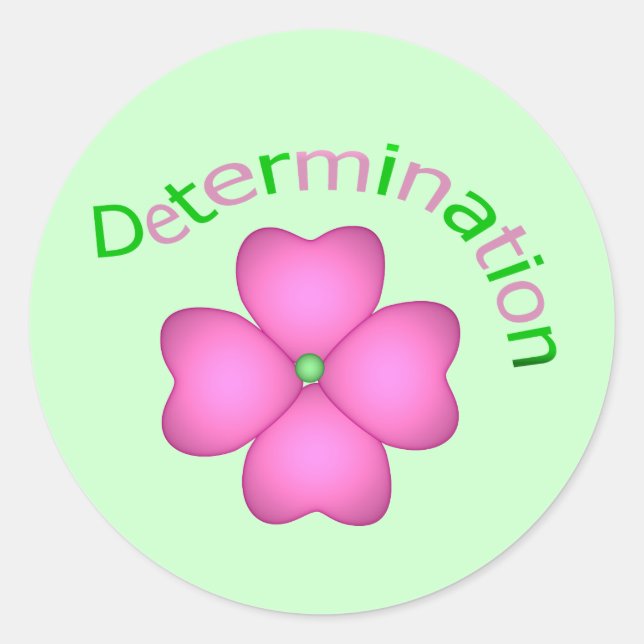 Pegatina Redonda Determinación Inspiradora de flores (Anverso)