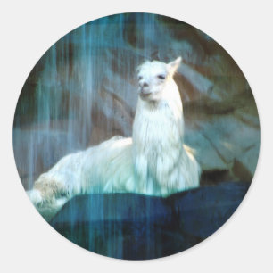 Pegatina Redonda Detrás de las cataratas