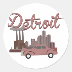Pegatina Redonda Detroit