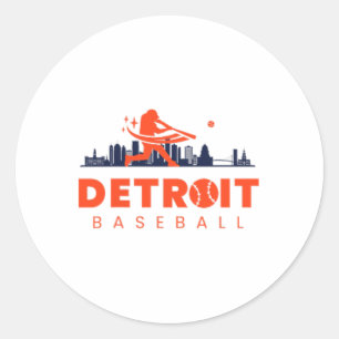 Pegatina Redonda Detroit Bysebyll Vintage Minimalista Retro Bysebyl