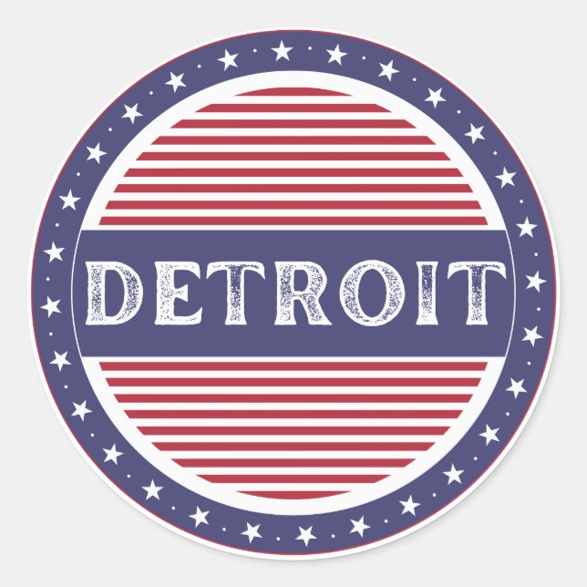 Pegatina Redonda Detroit City Pride Emblem – American Identity (Anverso)