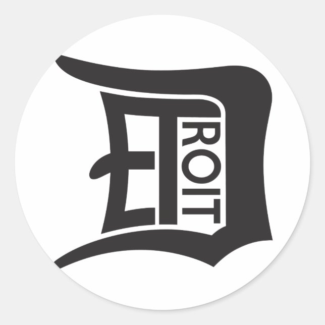 Pegatina Redonda Detroit D (Anverso)