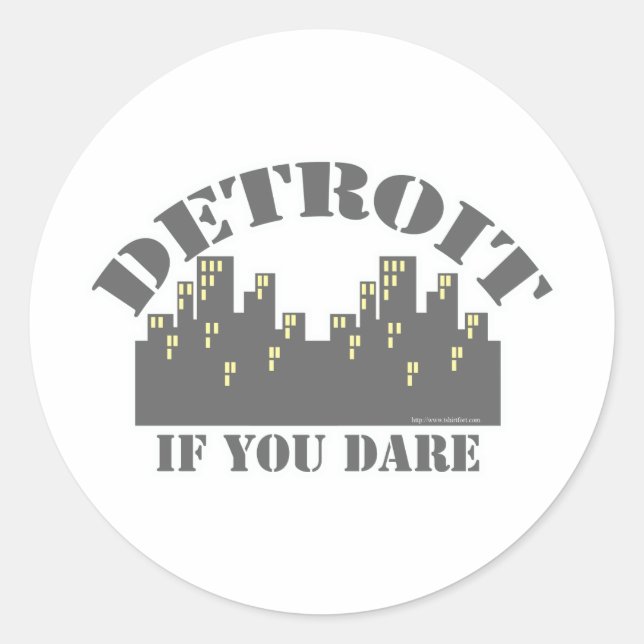 Pegatina Redonda Detroit Dare (Anverso)