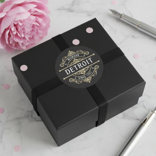 Pegatina Redonda Detroit Michigan desde 1701