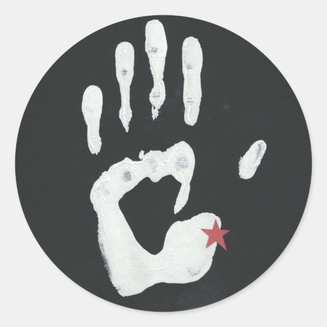 Pegatina Redonda Detroit Michigan Hand (Anverso)