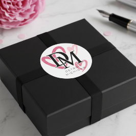 Pegatina Redonda Detroit Michigan Pink Hearts