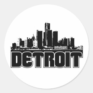 Pegatina Redonda Detroit Skyline