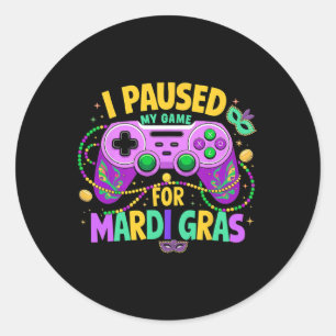 Pegatina Redonda Detuve Mi Juego Para Mardi Gras Video Gamer Men Bo