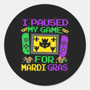 Pegatina Redonda Detuve Mi Juego Para Mardi Gras Video Gamer Men Bo