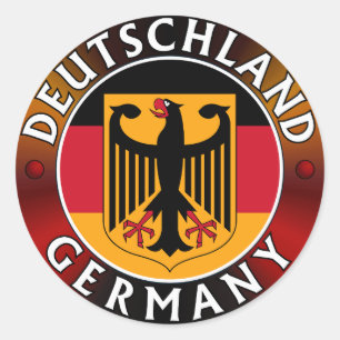 Pegatina Redonda Deutschland Alemania Plaque, Bandera alemana y águ