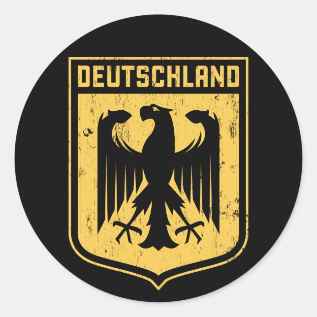 Pegatina Redonda Deutschland Eagle - Escudo de armas alemán (Anverso)