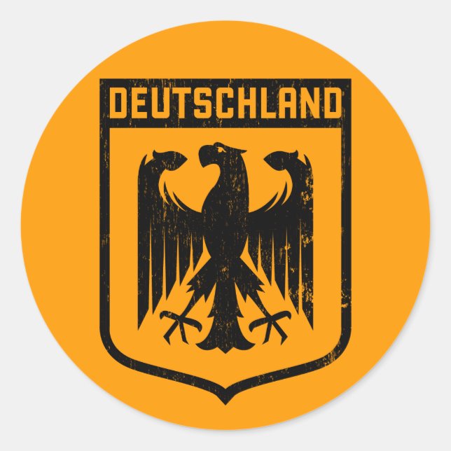 Pegatina Redonda Deutschland Eagle - Escudo de armas de Alemania (Anverso)