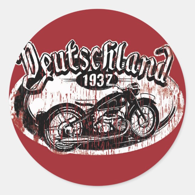 Pegatina Redonda Deutschland Motowear (Anverso)