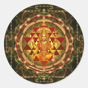 Pegatina Redonda Devi Lakshmi Stotram-Shri Yantra