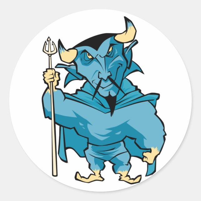 Pegatina Redonda Devil Personalizado Azul (Anverso)