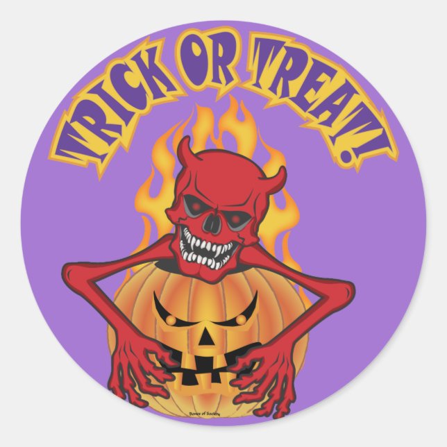 Pegatina Redonda Devil Skull (Anverso)