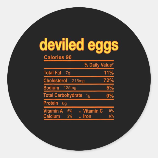 Pegatina Redonda Deviled Egg Nutrition Facts Funny Thanksgiving Chr (Anverso)