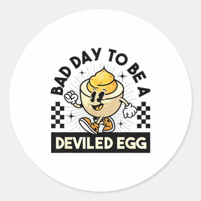 Pegatina Redonda Deviled Egg Thanksgiving Eggs For Men Women Funny  (Anverso)