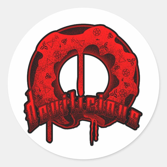 Pegatina Redonda Devilicioso donut (Anverso)