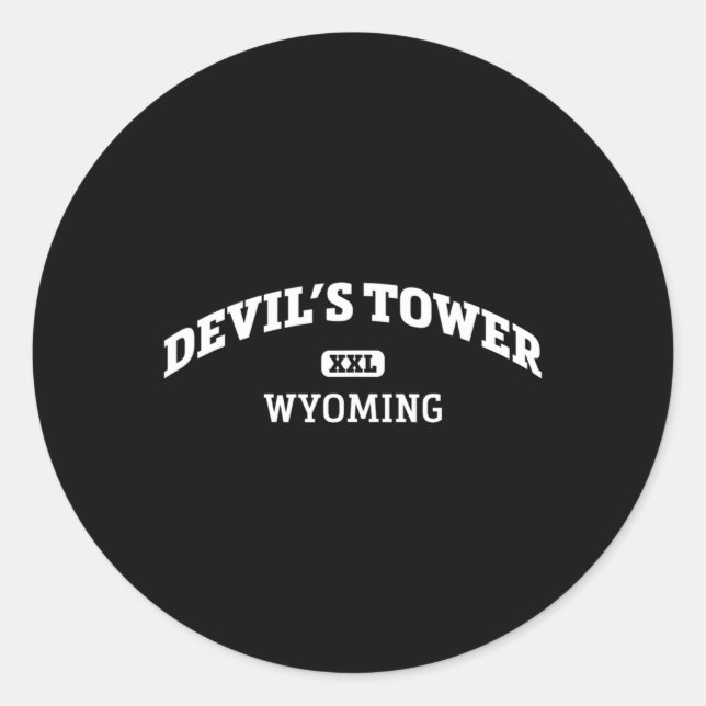 Pegatina Redonda Devil's Tower College Style Rock Climbing Area Des (Anverso)