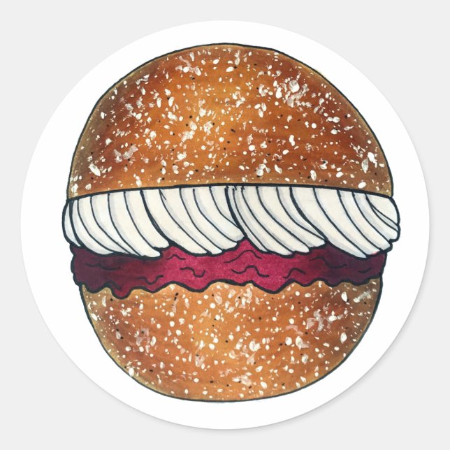 Pegatina Redonda Devonshire Split British Pastry Pastries UK Baking (Anverso)