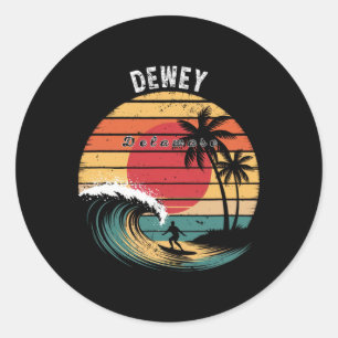 Pegatina Redonda Dewey Beach Delaware Playa Surfing 