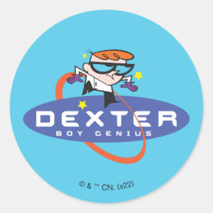 Pegatina Redonda Dexter "Boy Genius"