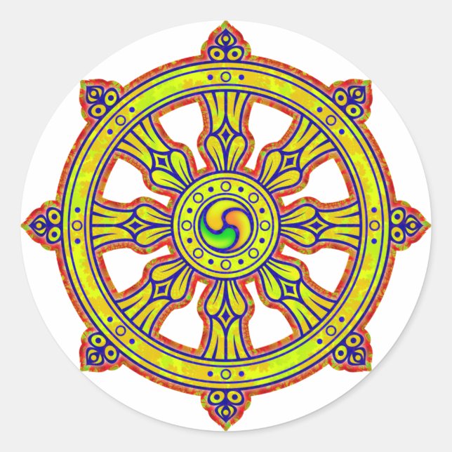 Pegatina Redonda Dharma Chakra (Anverso)
