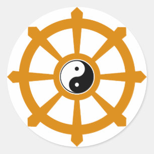 Pegatina Redonda Dharma Wheel Yin Yang