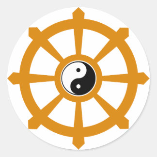 Pegatina Redonda Dharma Wheel Yin Yang