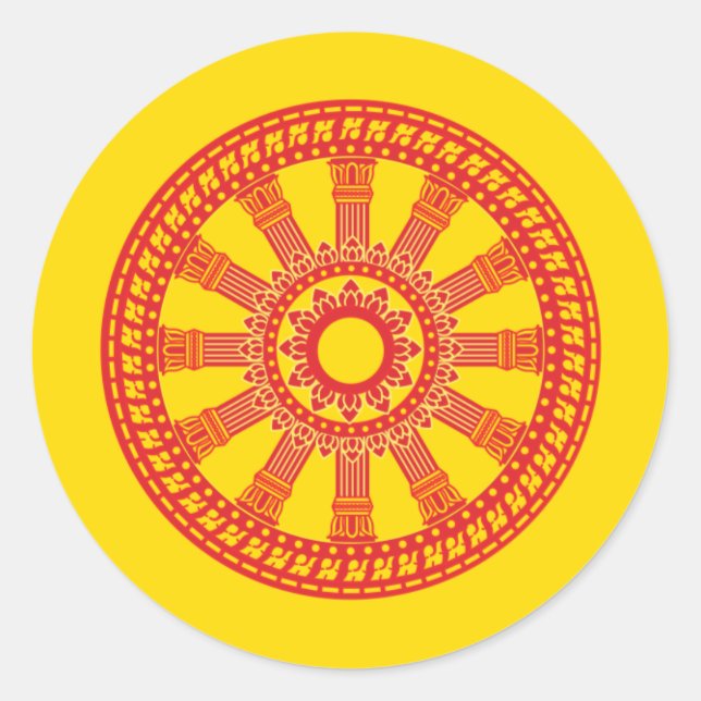 Pegatina Redonda Dharmacakra - (Tailandia) Diseño (Anverso)