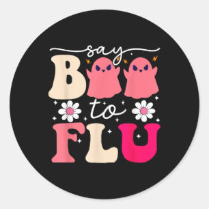 Pegatina Redonda Di Boo A Las Flu Graciosas Nurs Fantasma Cute De H