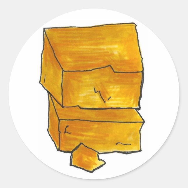 Pegatina Redonda Di QUESO Cheddar Queso Cocina de carne (Anverso)