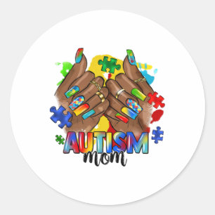 Pegatina Redonda Día 20 de Conciencia sobre el autismo de la madre 