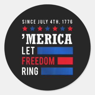 Pegatina Redonda Día 4 de Julio Bandera Estadounidense Deja Anillo 