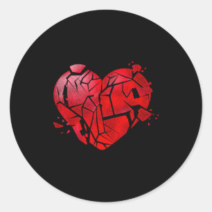 Pegatina Redonda Día Anti San Valentín de Corazón Roto