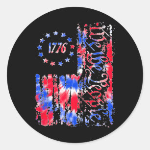 Pegatina Redonda Día Bandera Estadounidense Patriótica 1776 We The 