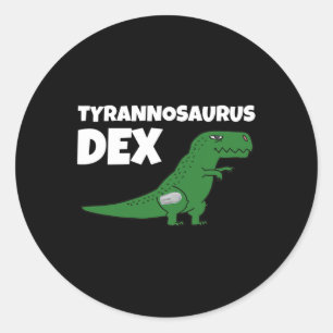 Pegatina Redonda Dia-Be-Tees Tyrannosaurus Dex Diabetes Sensibiliza