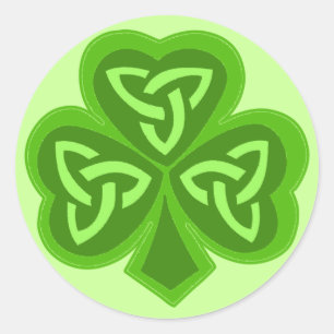 Pegatina Redonda Día Celta de Shamrock Saint Patrick