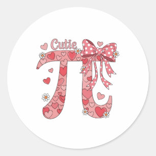 Pegatina Redonda Día Cutie Pi Coquette Mujeres Niñas Matemáticas 